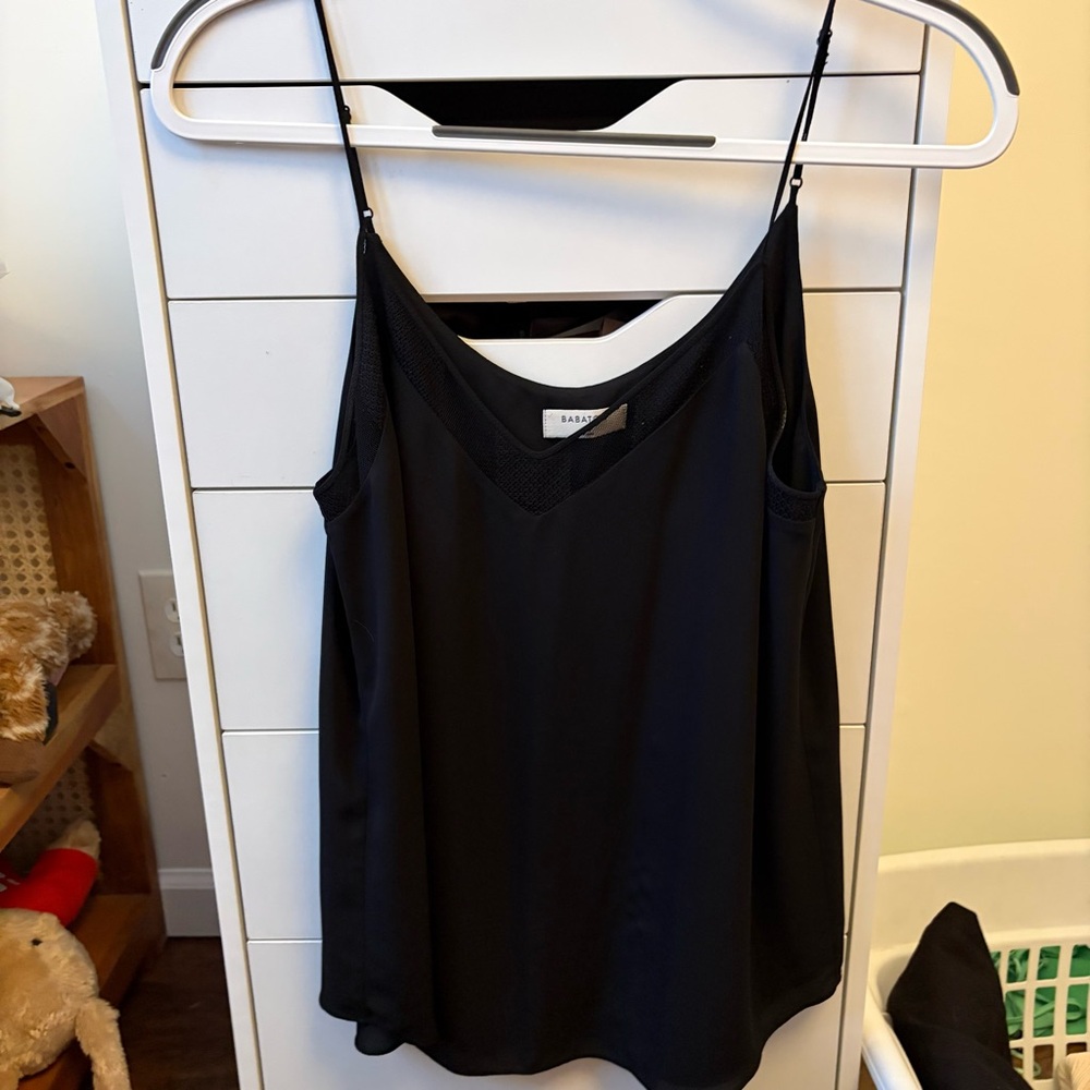 Babaton Black Mesh-Trim V-Neck Camisole